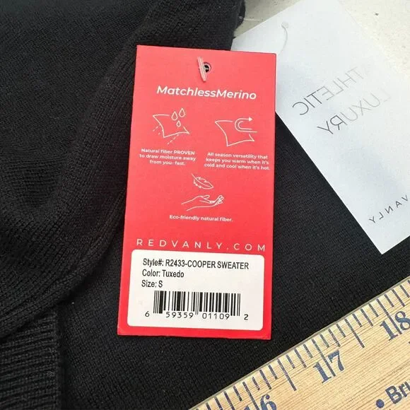 Redvanly White Black Quarter Zip Pullover Cooper Sweater Mens Size Small